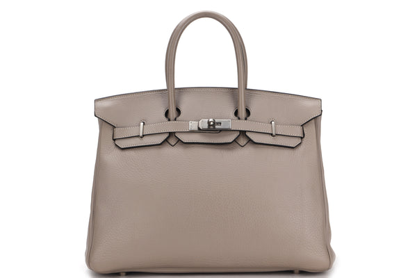 hermes birkin 35 stamp d square gris mouette togo leather brushed palladium hardware with keys lock no dust cover