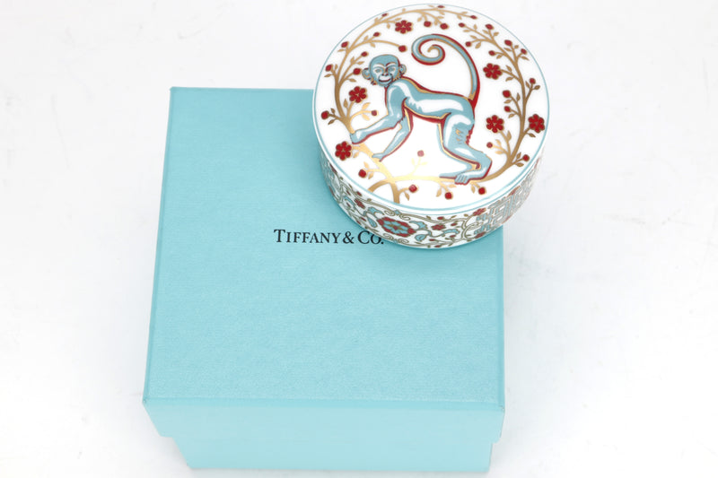 TIFFANY & CO. PORCELAIN TRINKET BOX, YEAR OF THE MONKEY (LIMITED EDITION), WITH BOX