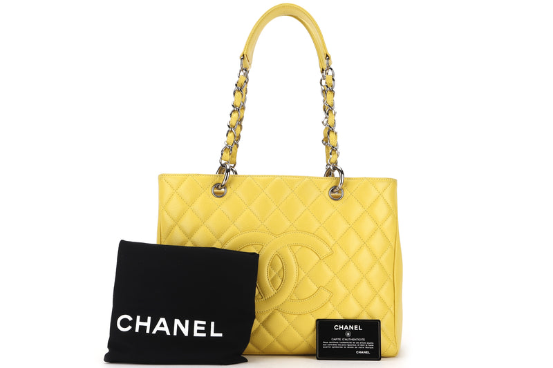 CHANEL GST (1318xxxx) YELLOW CAVIAR LEATHER SILVER HARDWARE, WITH CARD & DUST COVER