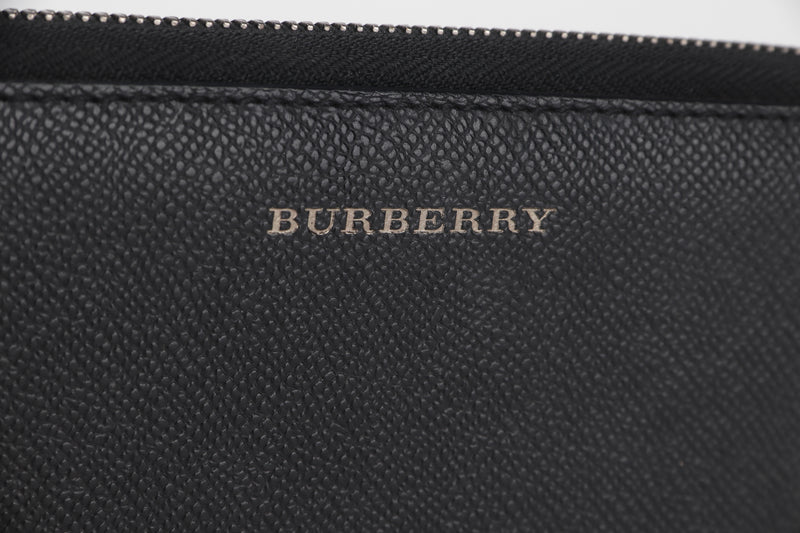 BURBERRY RENFREW LONG ZIP AROUND WALLET CALF GRAIN LEATHER, WITH BOX, NO DUST COVER