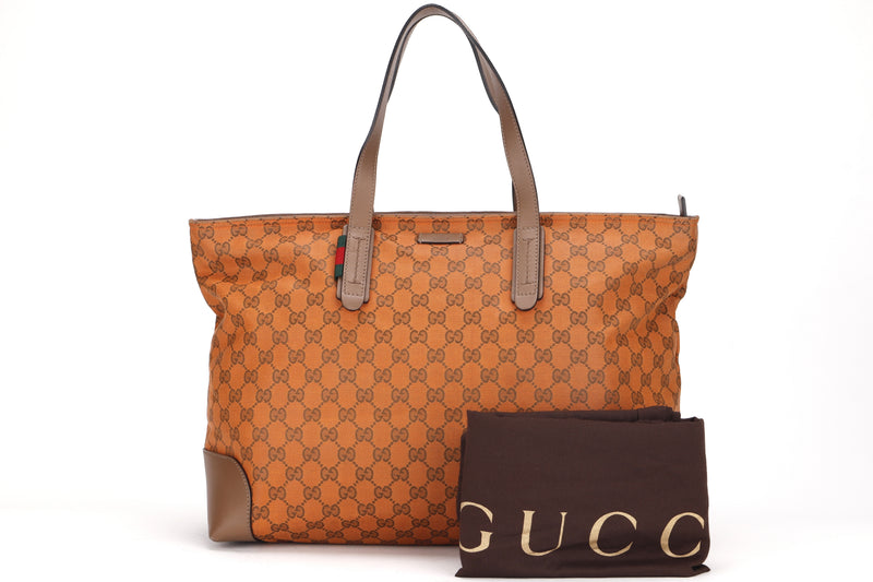GUCCI 308928 204990 ORANGE GG IMPRINT ZIPPY TOTE, WITH DUST COVER