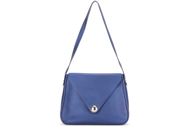 HERMES CHRISTINE SHOULDER BAG (STAMP A) BLUE CALF LEATHER, WITH DUST COVER