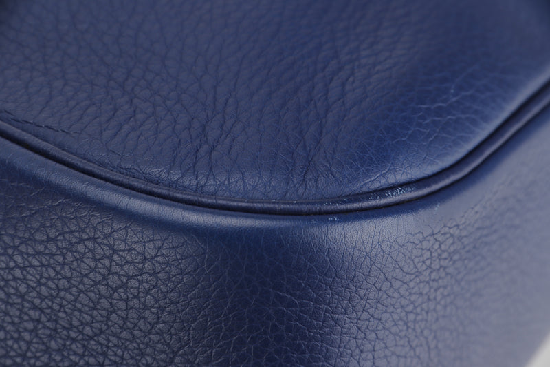 HERMES CHRISTINE SHOULDER BAG (STAMP A) BLUE CALF LEATHER, WITH DUST COVER