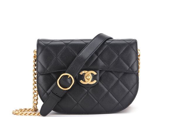 CHANEL MOON 2022 (X7GXxxxx) BLACK CAVIAR LEATHER GOLD HARDWARE, W23CM, WITH DUST COVER