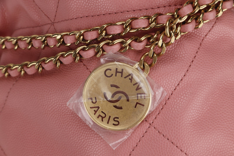 CHANEL 22 MINI (N89Pxxxx) SOFT PINK CAVIAR LEATHER GOLD HARDWARE, WITH DUST COVER & BOX