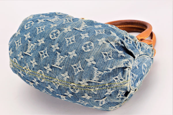 Genuine Louis Vuitton blue denim Plenty M95020 monogram handbag purse