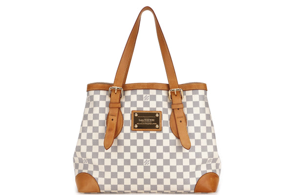 Auth LOUIS VUITTON Hampstead MM Damier Azur Tote Bag N51206 white