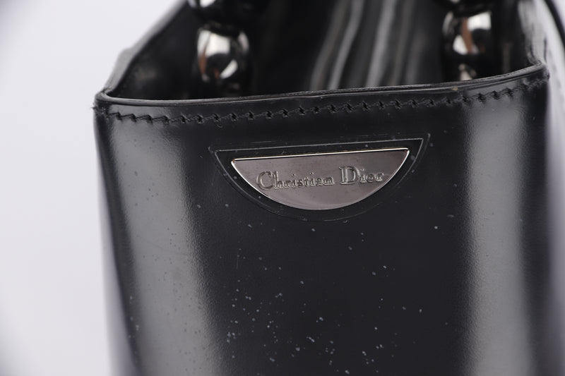 CHRISTIAN DIOR 2 WAY TOTE (MA-0949) BLACK SILVER HARDWARE, WITH STRAP, NO CARD & DUST COVER