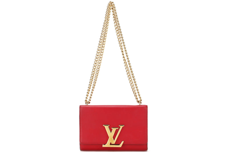 LOUIS VUITTON CHAIN LOUIS MM (TR2165) RED CALF LEATHER GOLD HARDWARE, WITH DUST COVER