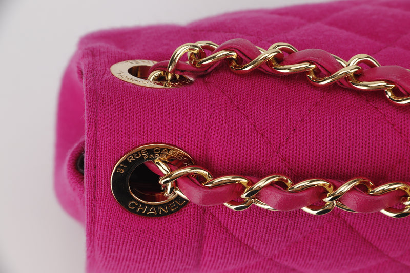 CHANEL CHIC WITH ME FLAP (2016xxxx) LARGE PINK JERSEY GOLD HARDWARE, WITH CARD & DUST COVER