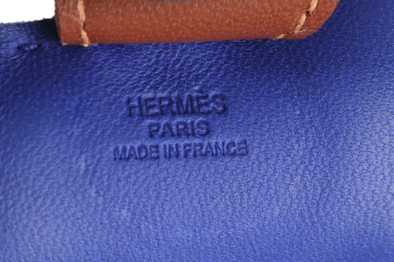 HERMES GRIGRI RODEO CHARM BLUE LEATHER (NO STAMP) PM SIZE, WITH BOX