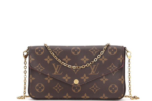 louis vuitton m61276 pochette felicie chain bag mi3250 monogram canvas gold hardware with chain strap inner pouch inner card pouch dust cover box