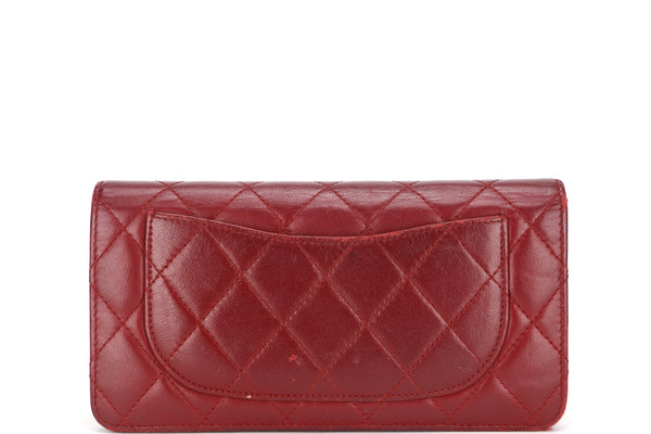 CHANEL BIFOLD WALLET (1679xxxx) RED LAMBSKIN SILVER HARDWARE, WITH CARD & BOX