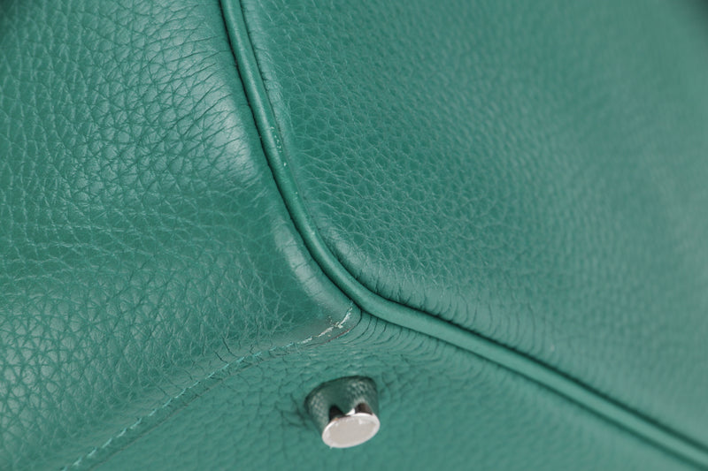 (EXOTIC) HERMES LINDY 30 TOUCH [STAMP C (YEAR 2018)] VERT VERTIGO CLEMENCE LEATHER & MATTE NILOTICUS LEATHER PALLADIUM HARDWARE, WITH DUST COVER