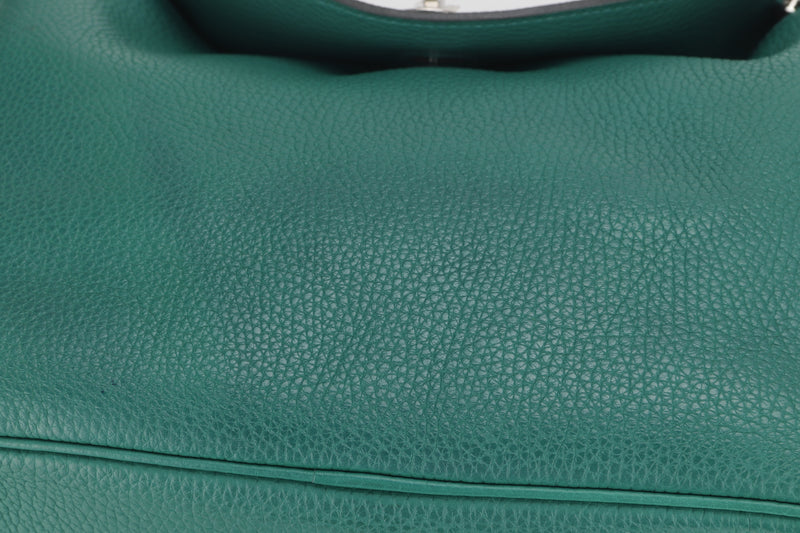 (EXOTIC) HERMES LINDY 30 TOUCH [STAMP C (YEAR 2018)] VERT VERTIGO CLEMENCE LEATHER & MATTE NILOTICUS LEATHER PALLADIUM HARDWARE, WITH DUST COVER