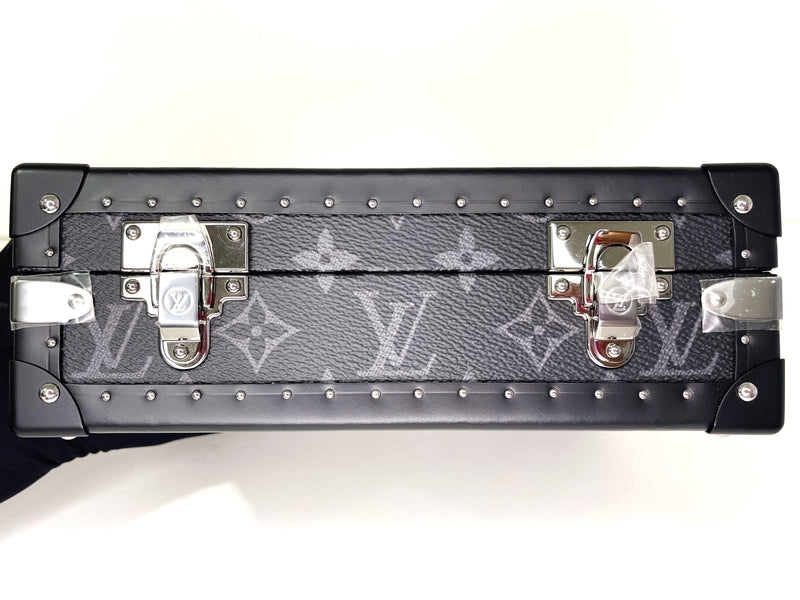 LOUIS VUITTON M20251 CLUTCH BOX, MONOGRAM ECLIPE RUTHENIUM HARDWARE, WITH STRAP, DUST COVER & BOX