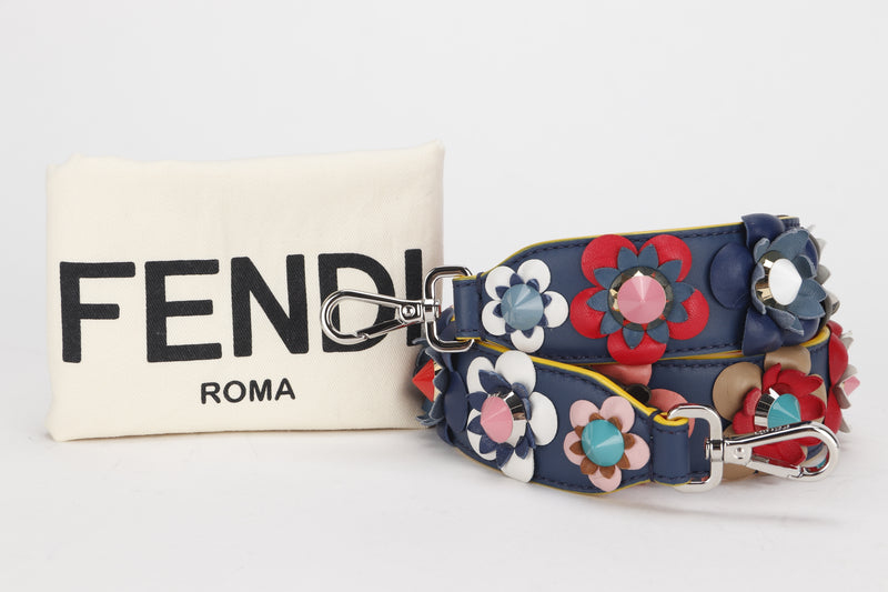 FENDI FLORAL STRAP YOU SILVER HARDWARE, WITH DUST COVER