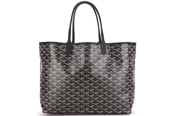 GOYARD Saint Louis PM Chevron Print Canvas Tote Bag Black