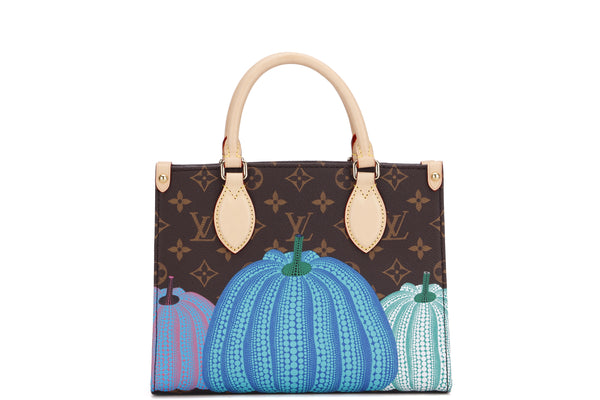 louis vuitton m46467 yayoi kusama onthego pm pumpkin, with strap, pouch,  dust cover & box