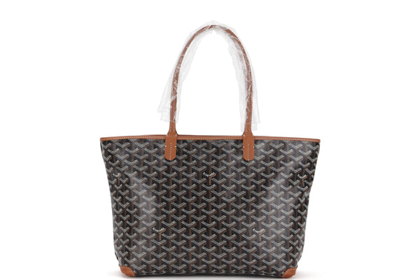 goyard artois small tote black canvas natural leather, with dust cover