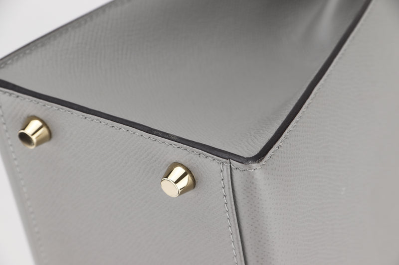 HERMES KELLY 32CM SELLIER (STAMP X) GRIS MOUETTE EPSOM LEATHER GOLD HARDWARE, WITH STRAP, LOCK, KEYS, RAINCOAT, DUST COVER & BOX