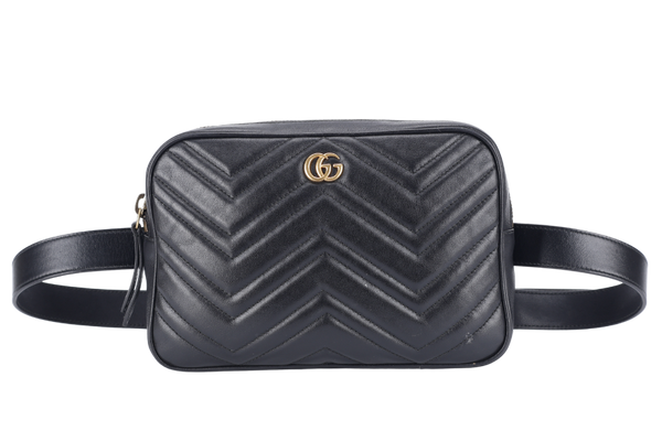 gucci gg marmont square belt bag black leather gold hardware no dust cover