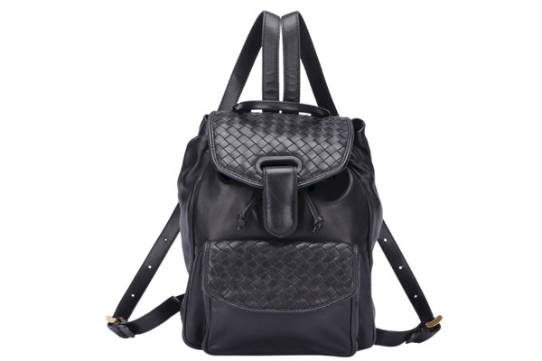 Bottega Veneta Vintage Intrecciato Backpack, Black Color