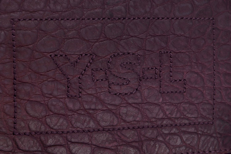 Yves Saint Laurent Besace (191839 491403) Burgundy Croc Embossed Shoulder Bag with Dust Cover