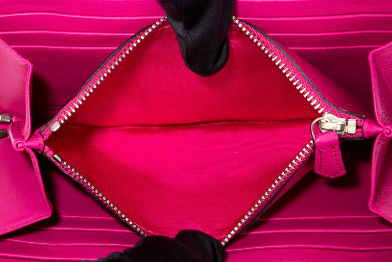 Alexander McQueen Fuchsia Nappa Leather Zippy Wallet with Box