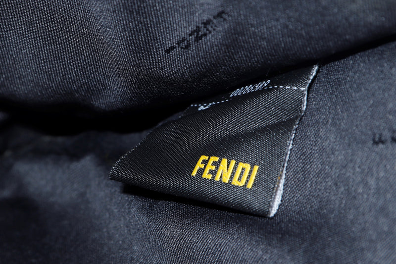Fendi Karl Lagerfeld Studded Zippy Clutch, Black Color, Mink Fur & Leather