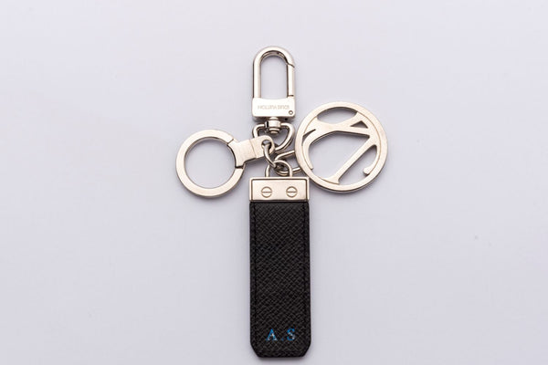 Louis Vuitton Key Chain (A.S INITIALS) Taiga Leather, Silver Hardware