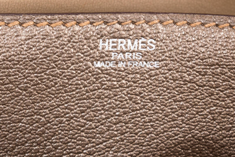 Hermes Clutch Metallic Grey Clutch with Mirror & Box