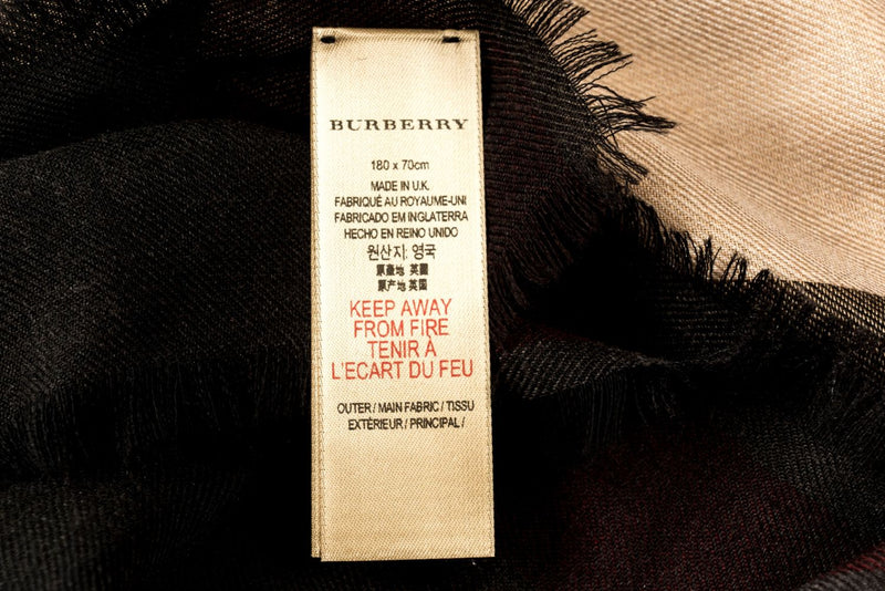 Burberry Camel X Black Color Cashmere Scarf 180cm X 70cm, no Box