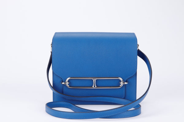 Hermes Mini Roulis, Stamp Z, Blue France Color, Evercolor Leather, Silver  Hardware, with Dust Cover & Box