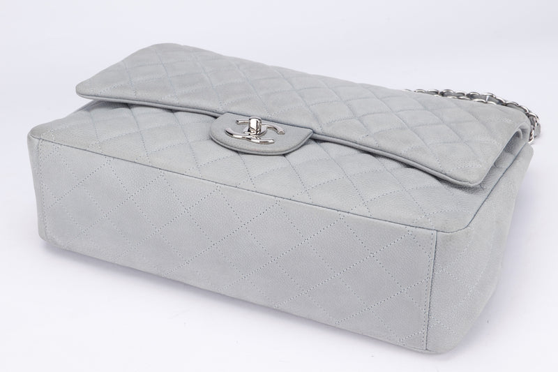 Chanel Classic Flap Maxi (1739xxxx) Grey Caviar Leather, Silver Hardware, with Card, Dust Cover & Box