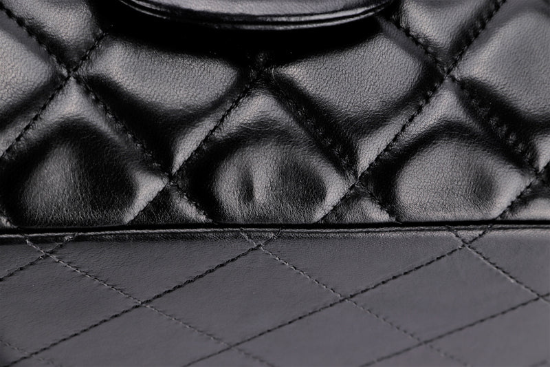 CHANEL CLASSIC FLAP MAXI (1341xxxx) BLACK LAMBSKIN, SILVER HARDWARE, WIDTH 34CM, WITH CARD & DUST COVER