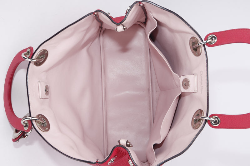 CHRISTIAN DIOR DIORISSIMO TOTE BAG (09-MA-0173) LARGE PINK PEBBLED LEATHER, SILVER HARDWARE, WITH CARD, STRAP & DUST COVER