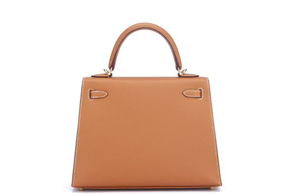 hermes kelly 25cm (stamp u) gold color epsom leather, gold