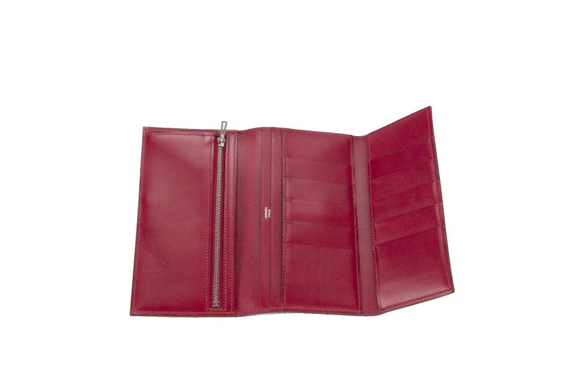 Attic House Wallet Hermes Bearn Wallet Trifold Rouge H Color Box Leather AHC-3879-HER