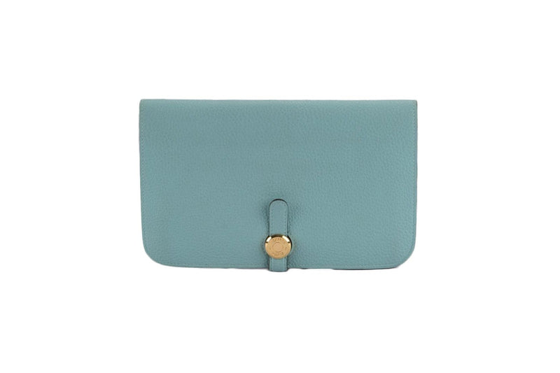 Attic House Wallet Hermes Dogon Duo Wallet, Blue Atoll AHC-3898-HER
