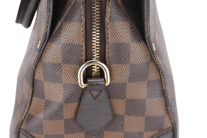 LOUIS VUITTON KENSINGTON BOWLING BAG (N41505) MM DAMIER EBENE GOLD HARDWARE WITH DUST COVER AND BOX