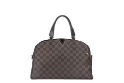 LOUIS VUITTON KENSINGTON BOWLING BAG (N41505) MM DAMIER EBENE GOLD HARDWARE WITH DUST COVER AND BOX