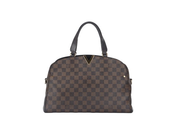LOUIS VUITTON KENSINGTON BOWLING BAG (N41505) MM DAMIER EBENE GOLD HARDWARE WITH DUST COVER AND BOX