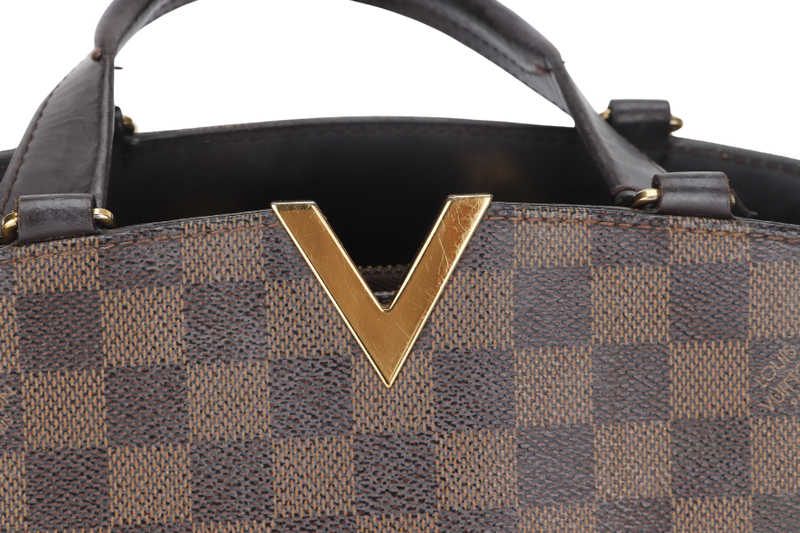 LOUIS VUITTON KENSINGTON BOWLING BAG (N41505) MM DAMIER EBENE GOLD HARDWARE WITH DUST COVER AND BOX