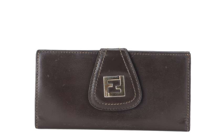 FENDI LONG WALLET ZUCCA PATTERN NYLON LEATHER (AQ74098) GOLD HARDWARE