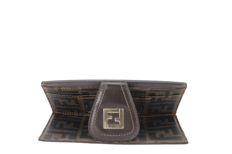 FENDI LONG WALLET ZUCCA PATTERN NYLON LEATHER (AQ74098) GOLD HARDWARE