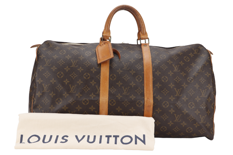 LOUIS VUITTON KEEPALL 55 MONOGRAM CANVAS GOLD HARDWARE WITH DUST COVER