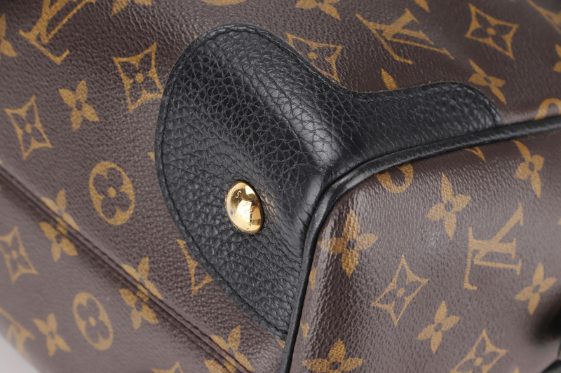 LOUIS VUITTON M50058 RETIRO BLACK LEATHER MONOGRAM CANVAS GOLD HARDWARE WITH STRAP