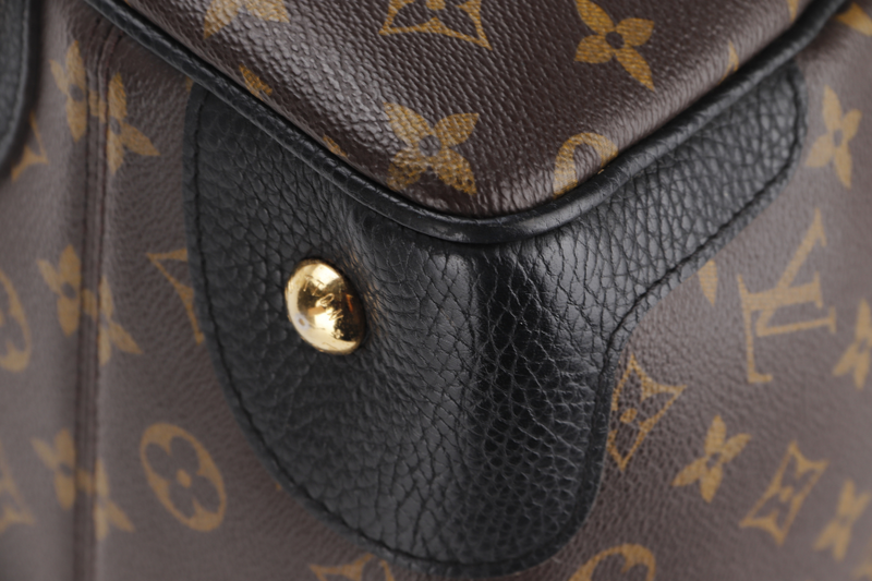 LOUIS VUITTON M50058 RETIRO BLACK LEATHER MONOGRAM CANVAS GOLD HARDWARE WITH STRAP