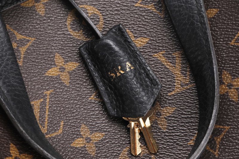 LOUIS VUITTON M50058 RETIRO BLACK LEATHER MONOGRAM CANVAS GOLD HARDWARE WITH STRAP